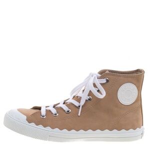 Chloe Suede High Top Sneakers with Scalloped Trim😍